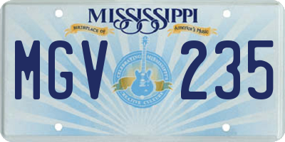 MS license plate MGV235