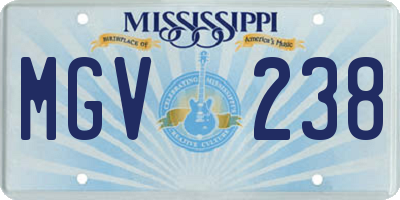 MS license plate MGV238