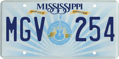 MS license plate MGV254