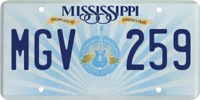 MS license plate MGV259