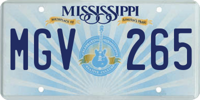 MS license plate MGV265