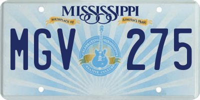 MS license plate MGV275