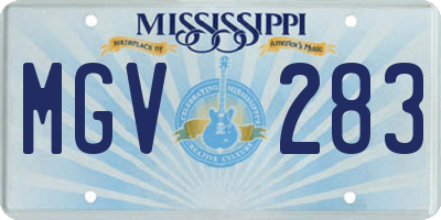 MS license plate MGV283
