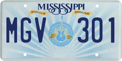 MS license plate MGV301