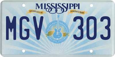 MS license plate MGV303