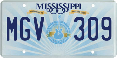 MS license plate MGV309