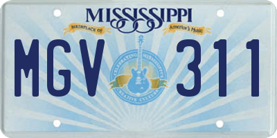 MS license plate MGV311