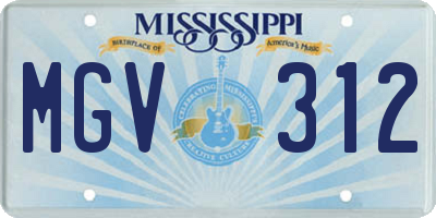 MS license plate MGV312