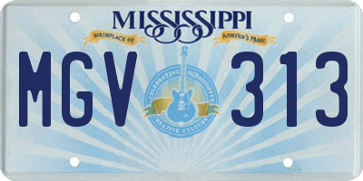 MS license plate MGV313