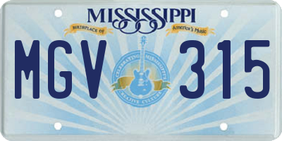 MS license plate MGV315