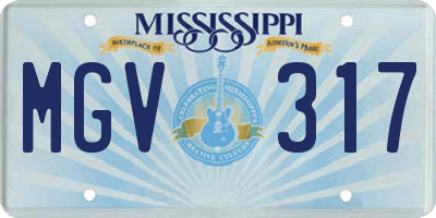 MS license plate MGV317
