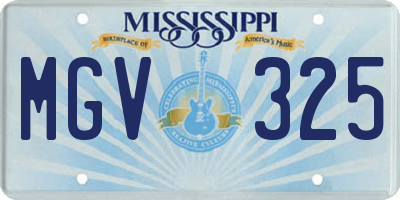 MS license plate MGV325