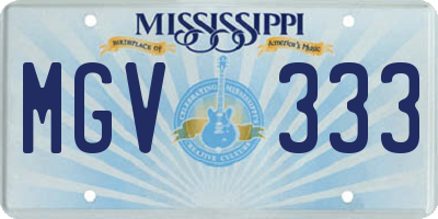 MS license plate MGV333