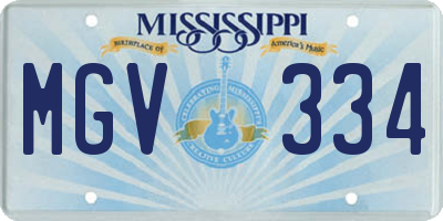 MS license plate MGV334