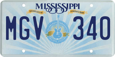 MS license plate MGV340
