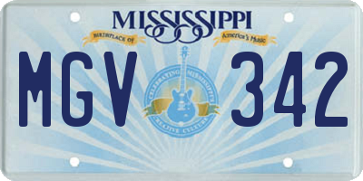 MS license plate MGV342