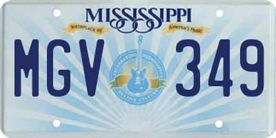 MS license plate MGV349