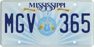 MS license plate MGV365