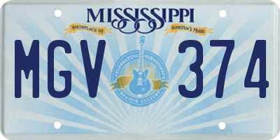 MS license plate MGV374