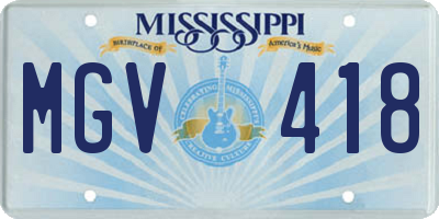 MS license plate MGV418