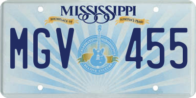 MS license plate MGV455