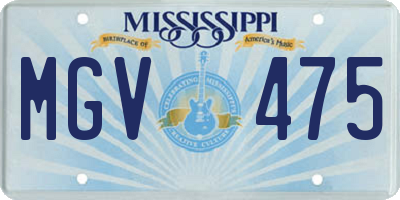 MS license plate MGV475