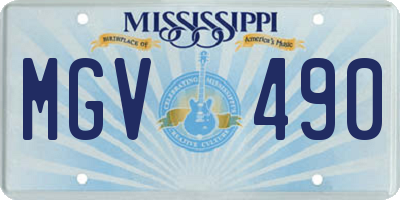 MS license plate MGV490