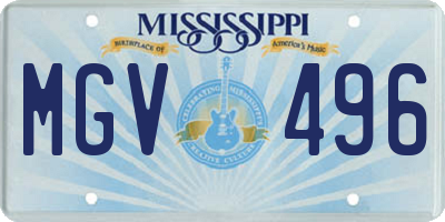 MS license plate MGV496