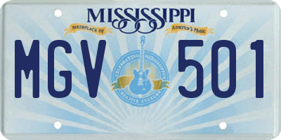 MS license plate MGV501