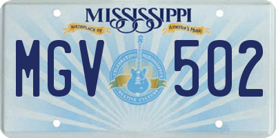 MS license plate MGV502