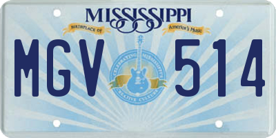 MS license plate MGV514