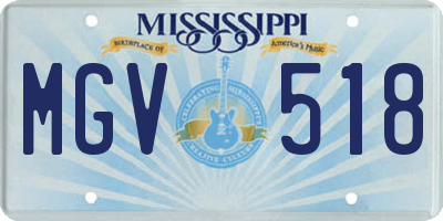 MS license plate MGV518