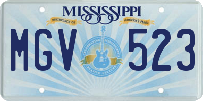 MS license plate MGV523
