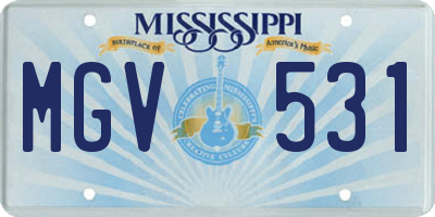 MS license plate MGV531