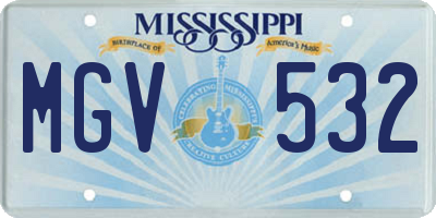 MS license plate MGV532