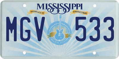 MS license plate MGV533