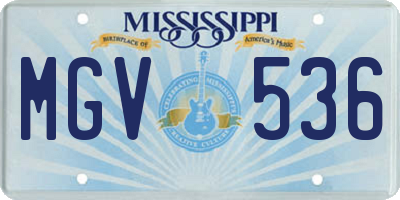 MS license plate MGV536