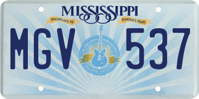 MS license plate MGV537