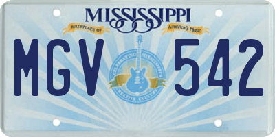 MS license plate MGV542