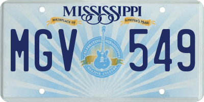 MS license plate MGV549