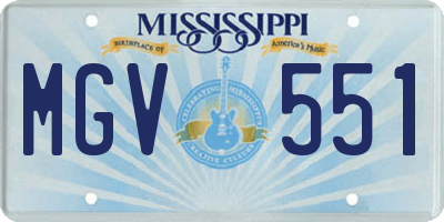 MS license plate MGV551