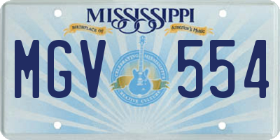 MS license plate MGV554