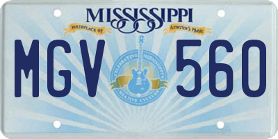 MS license plate MGV560
