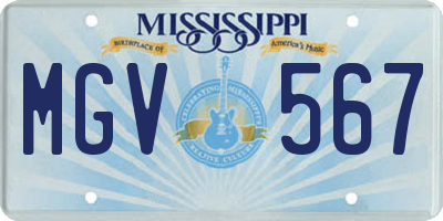 MS license plate MGV567