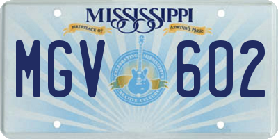 MS license plate MGV602