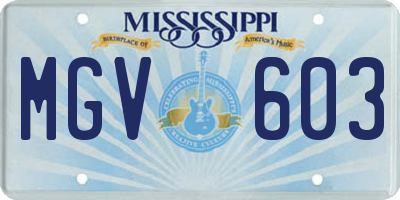 MS license plate MGV603