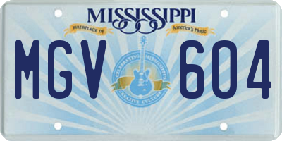 MS license plate MGV604