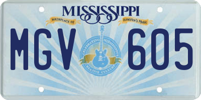 MS license plate MGV605