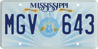 MS license plate MGV643