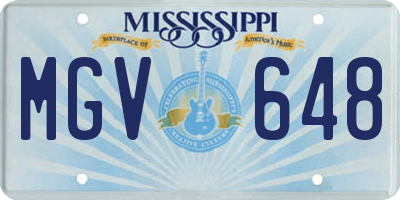 MS license plate MGV648